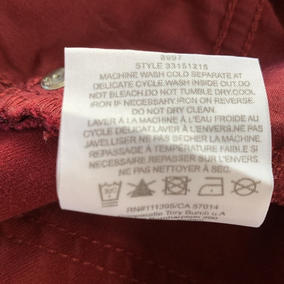 Tory Burch $225 Maroon Burgundy Red and Navy Denim - Picture 8 of 12